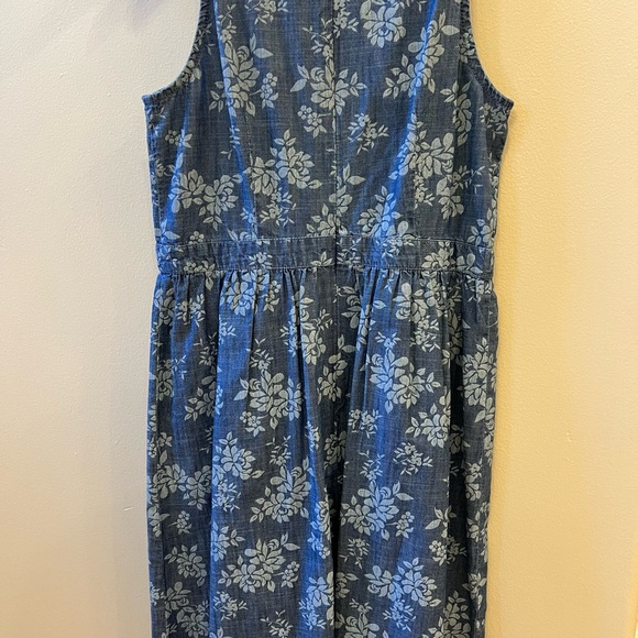 LOFT dress cotton blue floral print keyhole neck summer back zip sleeveless 0P - Picture 6 of 10